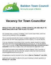 Vacancy For Town Councillor 